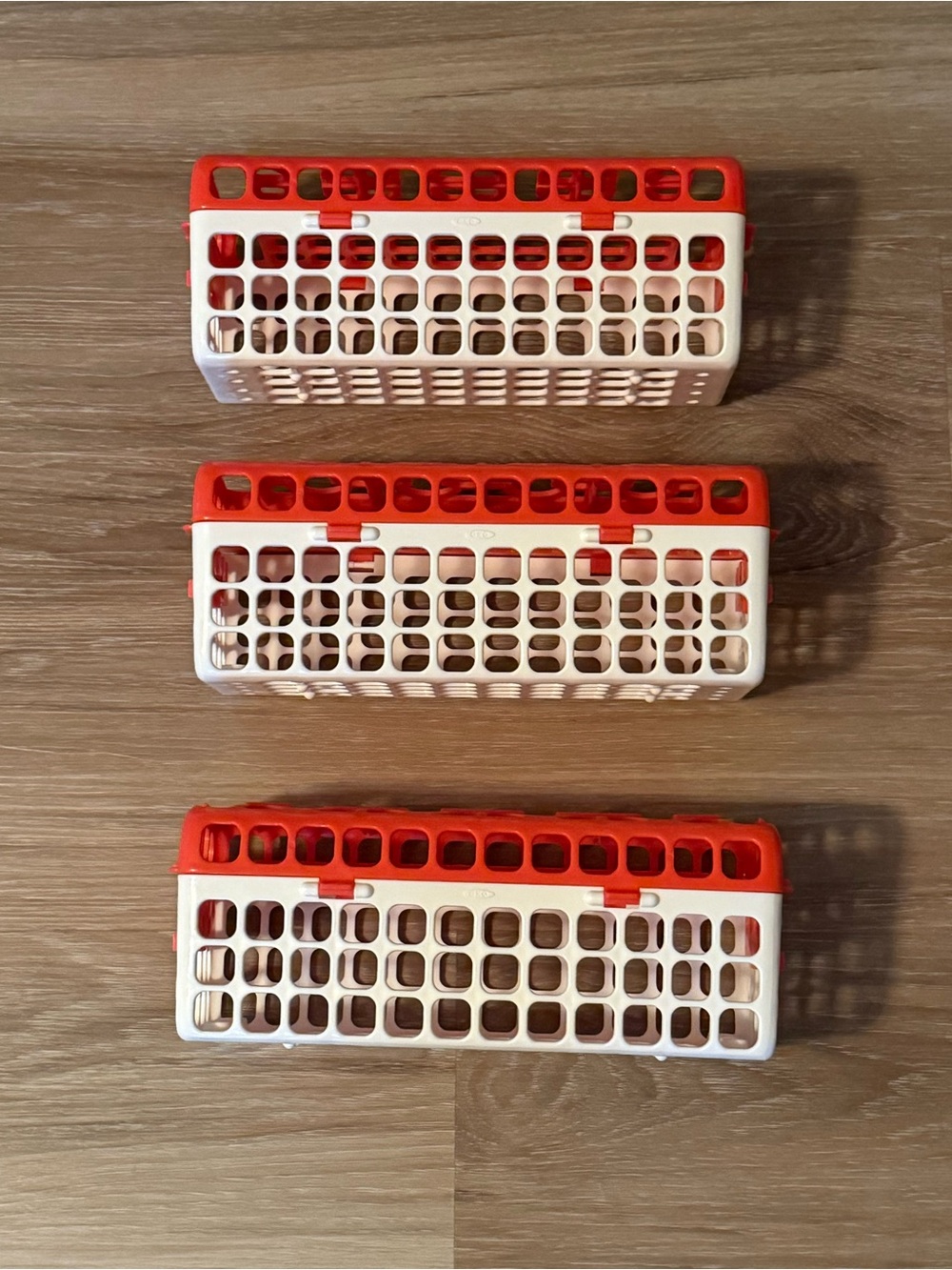 OXO | Tot Dishwasher Red and White Plastic Storage Baskets - Set of 3